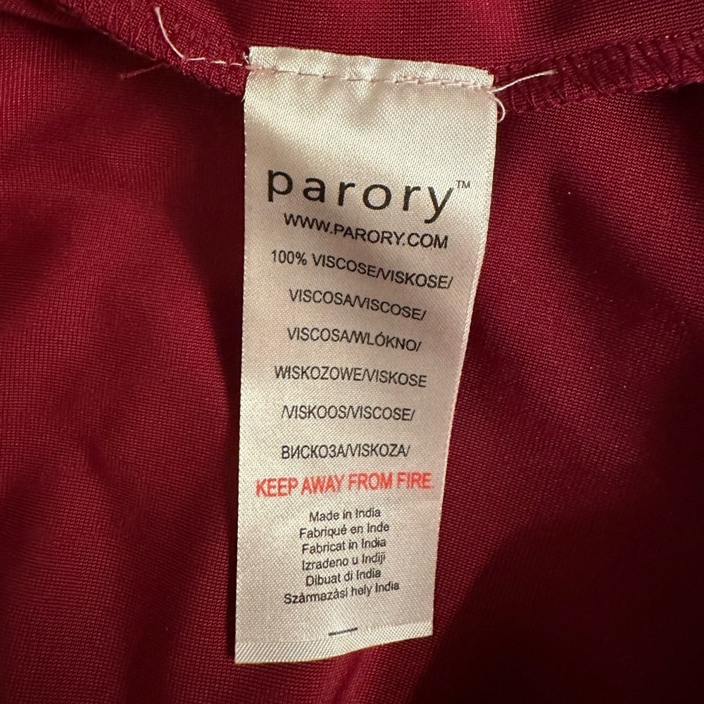 Parory Red Velvet Embroidered Open Front Cardigan Jacket Size 10 M Floral - Picture 10 of 13